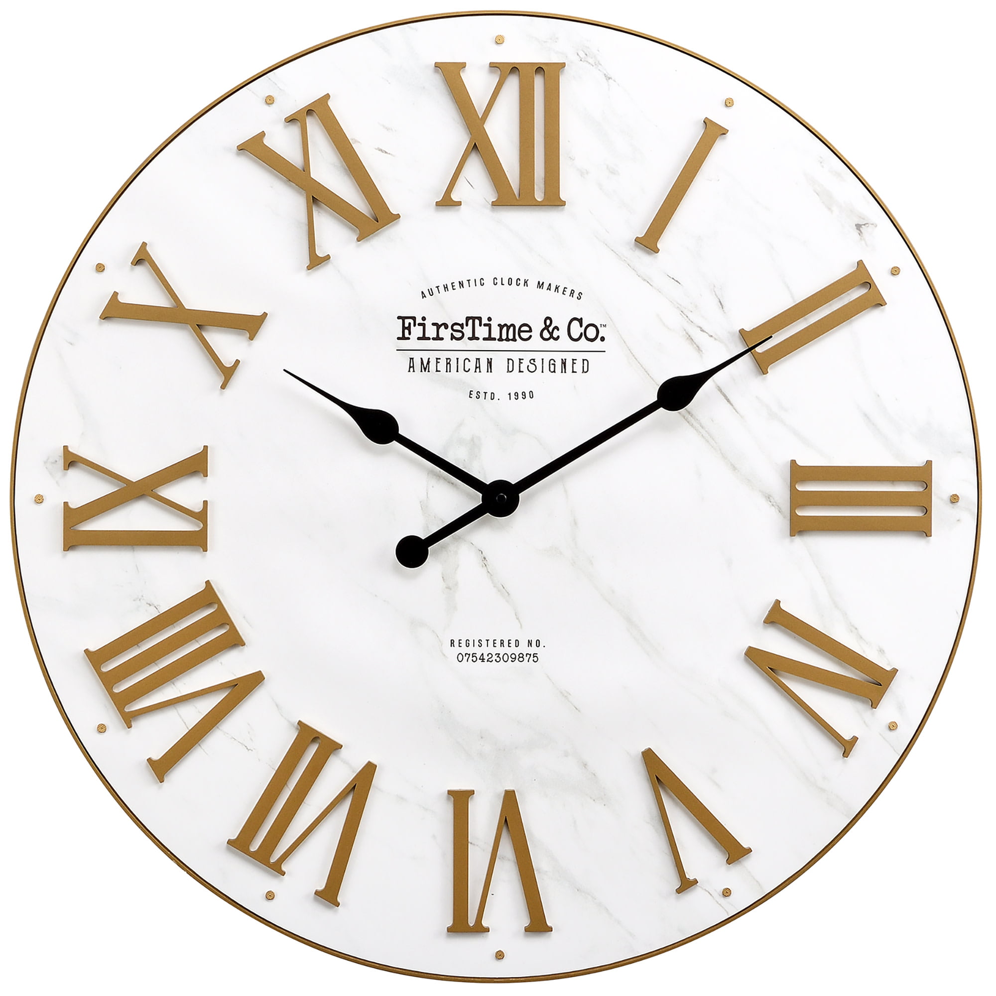 FirsTime & Co. Gold and White Emmett Shiplap Wall Clock, Glam