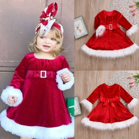 Xmas Toddler Kids Girls Christmas Santa Red Color Princess One Piece Dress Walmart