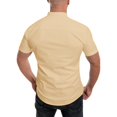 thumbnail image 4 of Clothing Henley T Shirts for Men Short Sleeve Button Henley T-Shirts Men Summer Solid Stand Collar Casual Loose Shirt Top Casual Basic Tops, 4 of 6