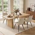 thumbnail image 3 of Hawsaiy Dining Table Set for 8, 78" Farmhouse Dining Table with 8 Upholstered Dining Chairs, Large Kitchen Table Set with Thick Waterproof Top & Metal Leg Chairs for Dining Room(Natural + Beige), 3 of 9