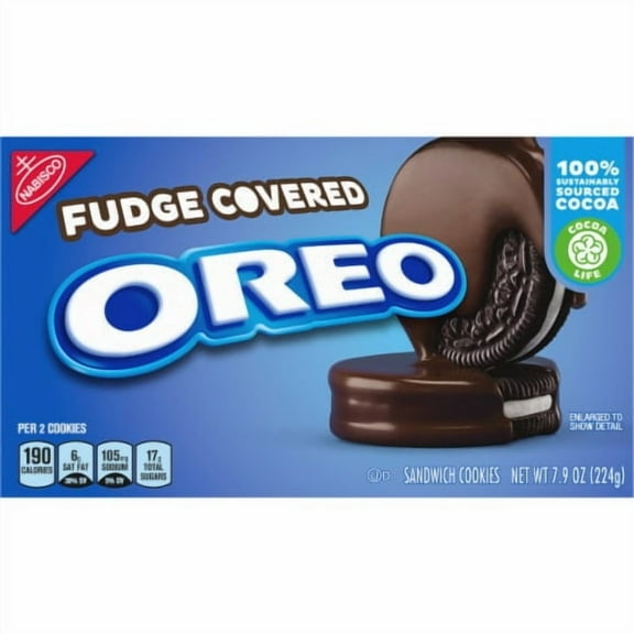 2X-Oreo Fudge Covered Chocolate Sandwich Cookies - 7.9 oz