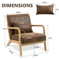 thumbnail image 4 of Miniyam Mid Century Modern Accent Chair with Wood Frame, Upholstered Living Room Chairs with Waist Cushion, Reading Armchair,Brown, 4 of 7