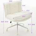 thumbnail image 4 of PORKISS Vanity Chair Makeup Chair, Home Office Chair, Ergonomic Desk Chair with Soft Faux Alpaca, Adjustable Swivel Task Computer Chair with Wheels, Cream, 4 of 10