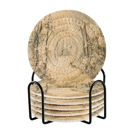 

6 coil coasters 3.94x3.94x0.24 inch water coasters Drink coasters with cup holders Absorbent coasters Heat resistant for bar protection White Snow and Yellow Light