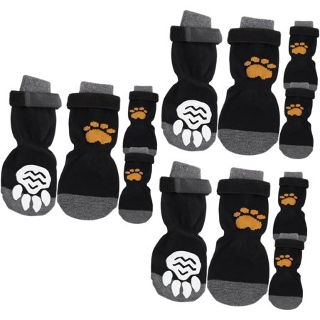 12 pcs Warmers with Anti-Slip Side Protection Hardwood Leg Socks Puppy Wear-Resistant Booties for Dogs Covers Breathable Accessory Compact Winter Floors Medium S Grip Pet