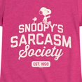 thumbnail image 3 of Peanuts - Snoopy Sarcasm Society - Toddler & Youth Girls Short Sleeve Graphic T-Shirt, 3 of 6