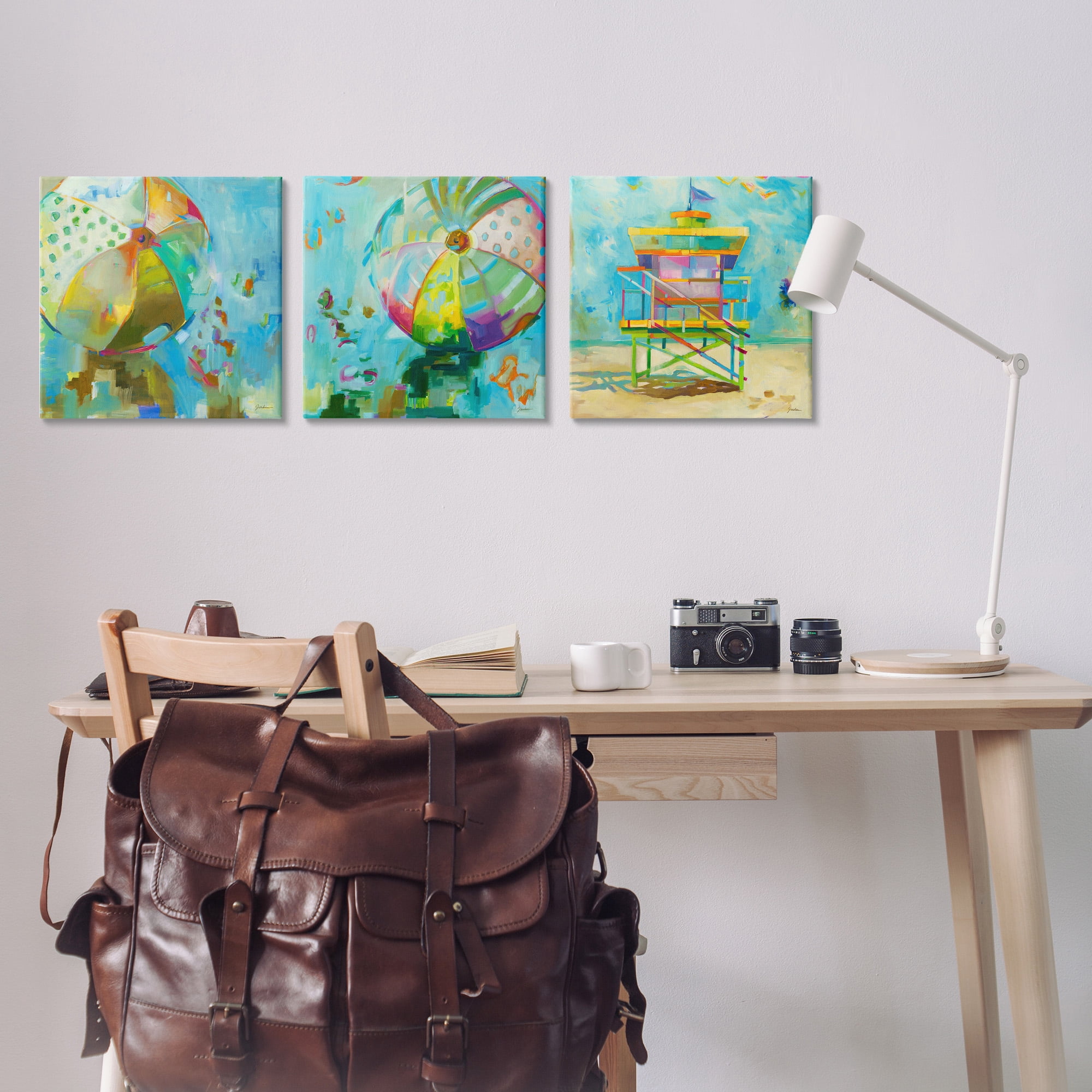 Stupell Industries Abstract Beach Scenes Abstract Painting Gallery Wrapped Canvas Art Print Wall Art, 17 x 17, Set of 3