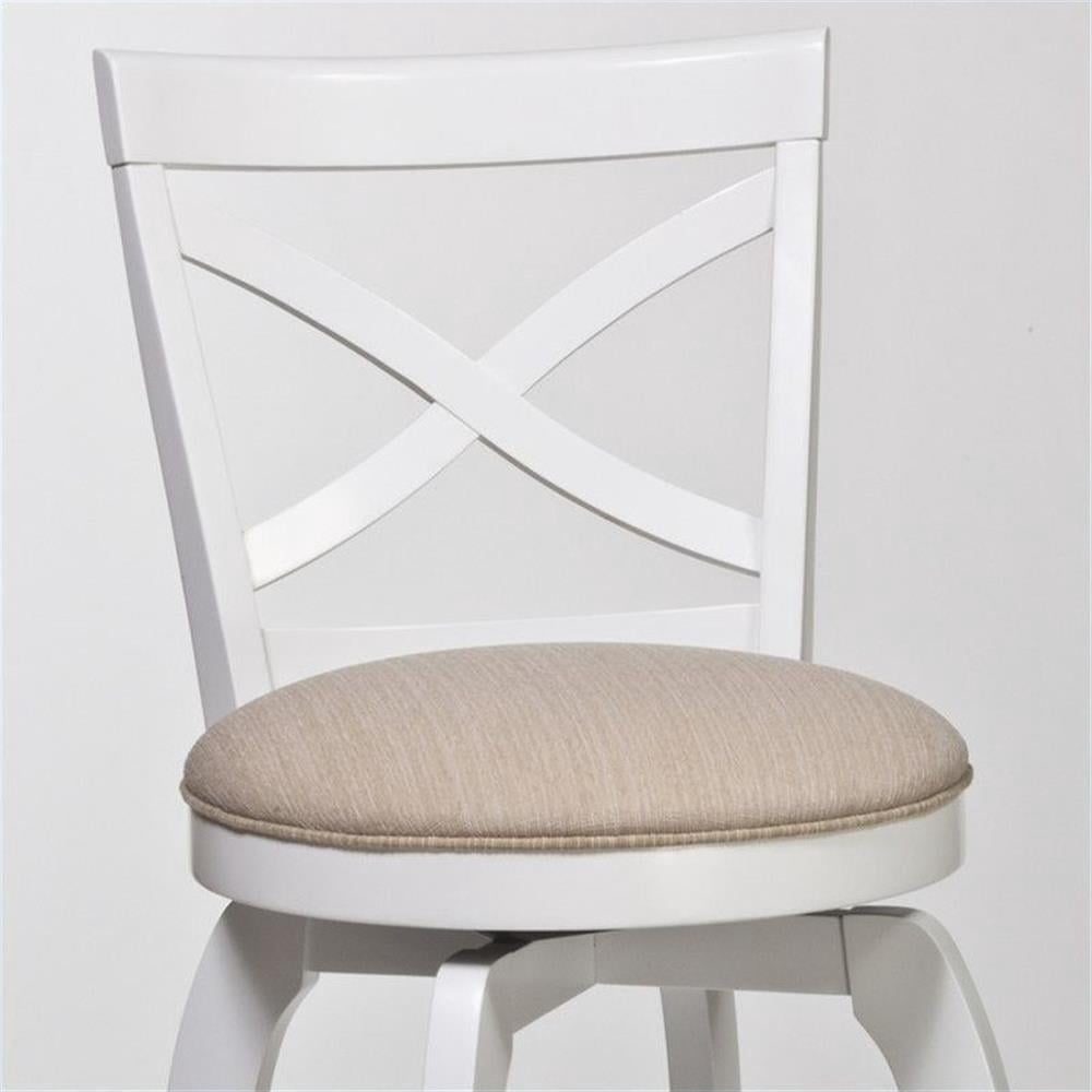 Hillsdale Furniture Ellendale X-Back Wood Padded Swivel Bar Height Stool, White