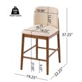 thumbnail image 3 of 2-Piece Counter Stools, Solid Rubber Wood Frame, Dual Textured Upholstery, Gold Accents, Ergonomic Bar Stools with Footrest for Kitchen Home Bar, 3 of 9