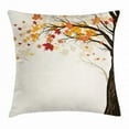 thumbnail image 1 of Autumn Throw Pillow Cushion Cover, Colorful Foliage and Tree Silhouette Semtember Maple Leaves on Off White Backdrop, Decorative Square Accent Pillow Case, 24 X 24 Inches, Multicolor, by Ambesonne, 1 of 2
