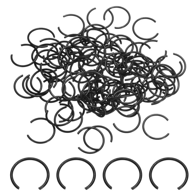 200 Clips Ronds en Fil Métallique 12mm, Anneau de Retenue Interne, Noir