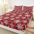 thumbnail image 3 of Homewish Xmas Snowflake Full Size Sheets 4-Piece for Kids Boys Girls,Geometric Plaid Grid Breathable Bed Sheets,Merry Christmas Lightweight Sheet Sets,Breathable Home Decor, 3 of 7