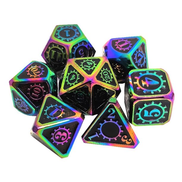 7 Uds nuevo Metal poliédrico de varios lados para de DnD dados de 18 Zulema Lote de dados poliédricos