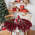 thumbnail image 2 of Round Fitted Tablecloths with Elastic Edge Snowman Xmas Ball Pine Tree Bird Waterproof Table Cover for Kitchen Dining Party Decor,55" - 60", 2 of 9