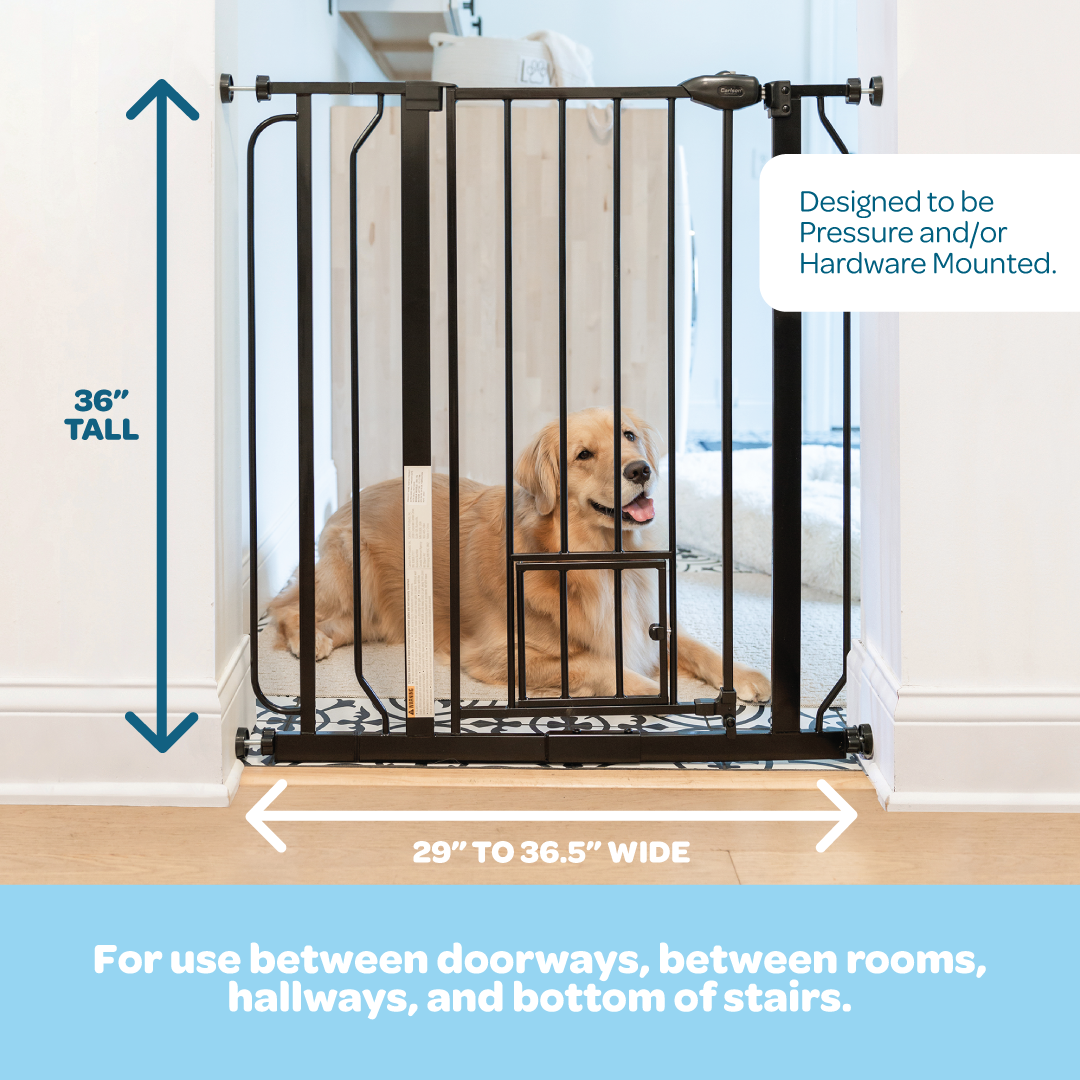 Carlson 36" Extra Tall Walk-Through Pet Gate, Black photo 3