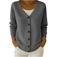 thumbnail image 2 of Plus Size Cardigans for Women Trendy V Neck Button up Jackets Cute Pullover Soft Lightweight Knit Outerwear New Womens Casual Lightweight Cardigans Dark Gray XL, 2 of 3