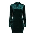 thumbnail image 5 of Self Esteem Juniors Crushed Velvet Mock Neck Bodycon Dress, 5 of 5