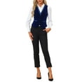 thumbnail image 2 of INSPIRE CHIC Velvet Suit Waistcoat for Women's Retro Sleeveless Steampunk Blazer Dressy Vest S Dark Blue, 2 of 6