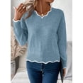 thumbnail image 5 of Women's Casual V-Neck Dropped Shoulder Long Sleeve Sweater, Autumn,Fall,Cozy Fall And Winter, 5 of 5
