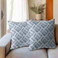 thumbnail image 3 of Boho Slate Blue Pillow Covers 18x18 Set of 2 Abstract Geometric Plaid Print Pattern Rustic Decorative Outdoor Farmhouse Zipper Pillowcases Decorations Throw Cushion Cover Decor for Couch Sofa Bed, 3 of 4