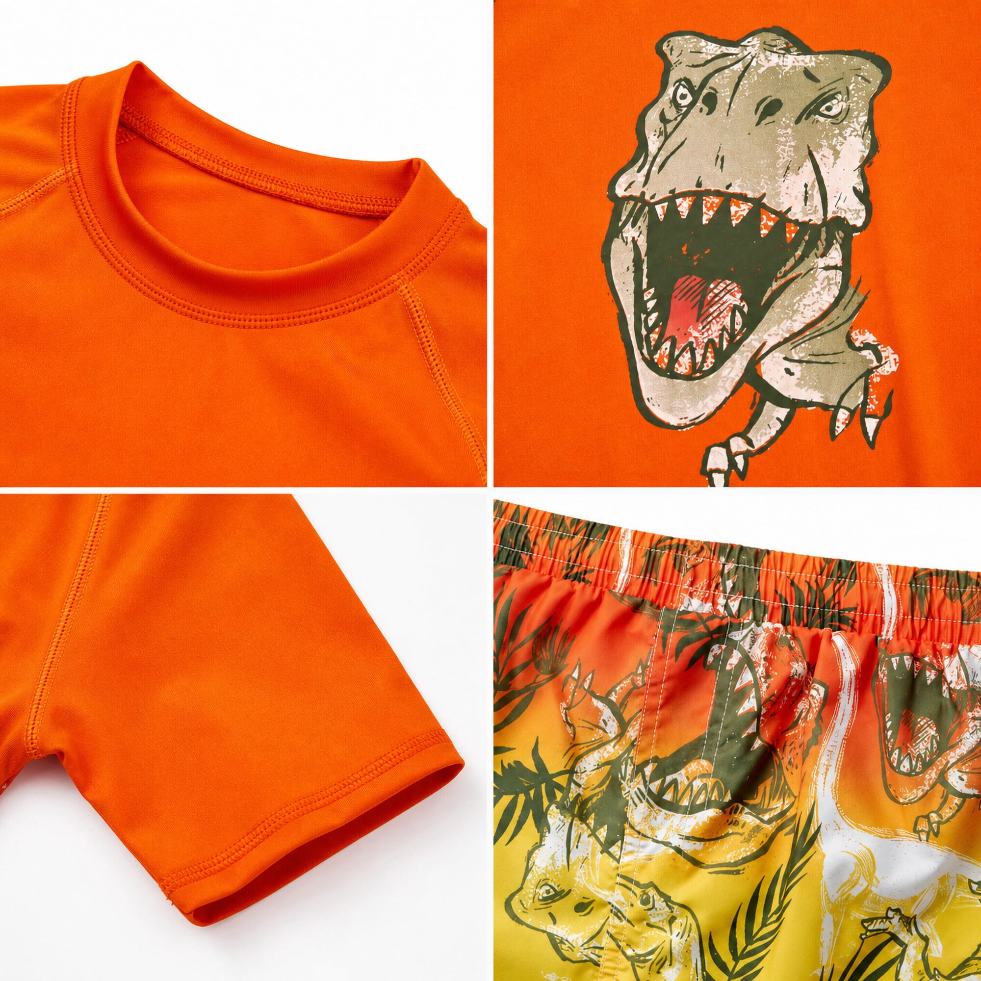 Big Chill Boys Swim Set - UPF50+ Short Sleeve Rash Guard Swim Shirt and Swim Trunks 2 Piece Set
