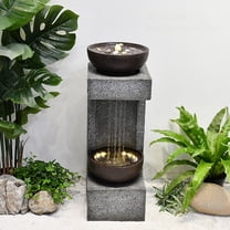 34" H Rainfall Fountain with Bowl On Top with LEDS