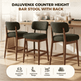 thumbnail image 6 of Hawsaiy Counter Height Bar Stools Set of 4, Mid Century Modern Boucle Barstools with Solid Wood Frame, Upholstered Kitchen Island Stools with Backrest & Footrest, Green, 6 of 13