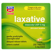 Rite Aid Laxative and Stool Softener, Bisacodyl, 5mg - 200 ct