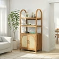 thumbnail image 4 of Sasha Modern Arched Bookshelf Cabinet with Reeded Doors, English Oak, 4 of 16