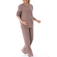 thumbnail image 3 of FOCUSNORM Women Cotton Maternity Sweatshirt Loose Solid Color Crew Neck Long Sleeve Side Zipper Pullover Tops for Fall Winter, 3 of 6