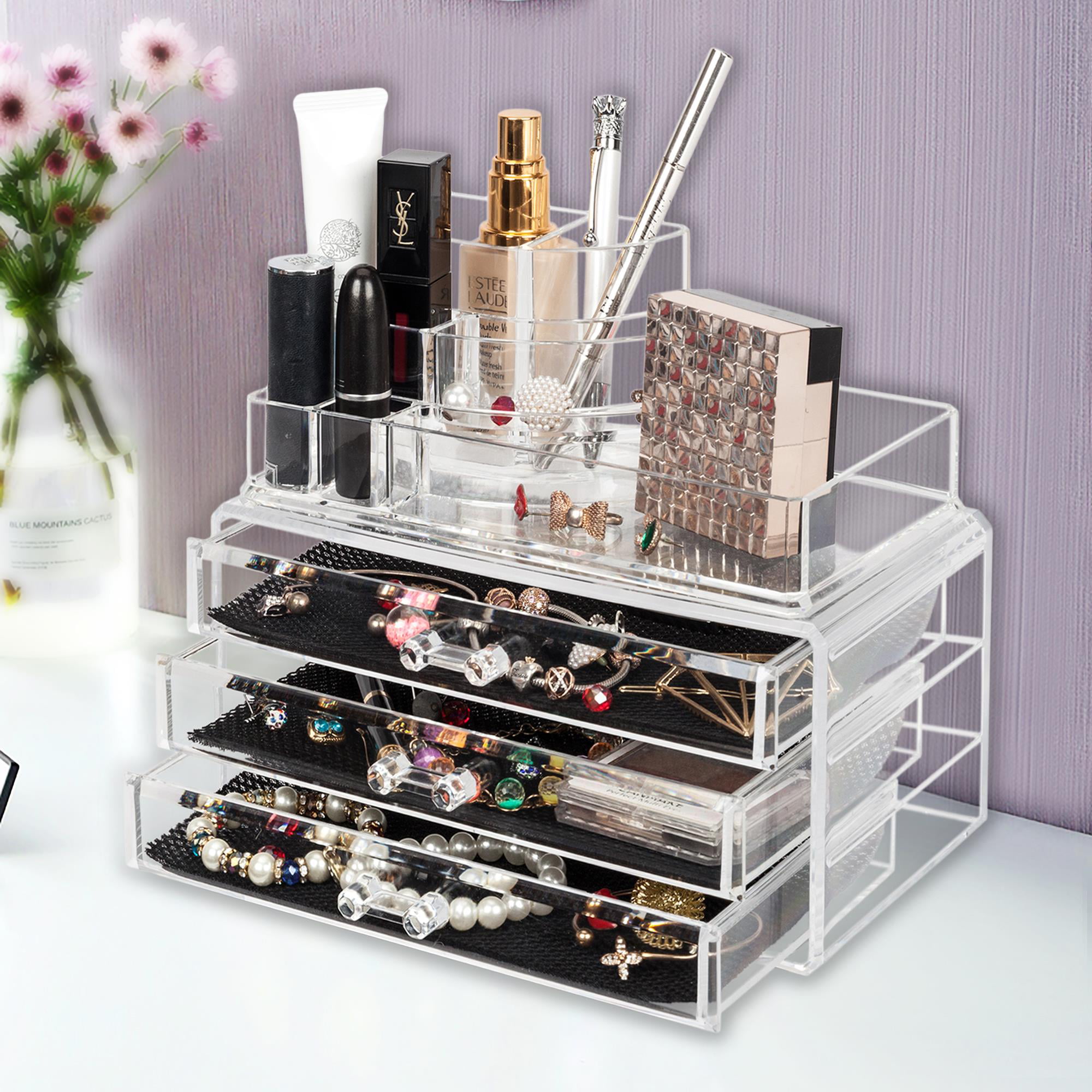 Ktaxon Acrylic Makeup Case Cosmetic Home Organizer Drawers Holder