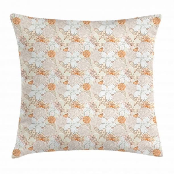 Floral Throw Pillow Cushion Cover, Botanical Garden Composition