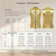 thumbnail image 7 of Kaerm Men Sparkly Sequin Jacket Sleeveless Zip Up Waistcoat Vest Tops Prom Party Disco T-shirts Gold M, 7 of 7