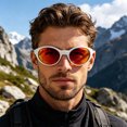 thumbnail image 6 of Bomd Polarized Sports Sunglasses Mens,UV400 Protection Mirror Lenses Oval Frame Sun Glasses, Personality Fashion Sunnies Eyewear for Running Cycling Driving Fishing Outdoor Daily Wear Red, 6 of 9