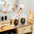 thumbnail image 3 of Yayeee 2 Pack Qtip Holder Bathroom Cotton Swab Canister with Lid Clear Dispenser Set, Beige Astronaut Space, 3 of 6