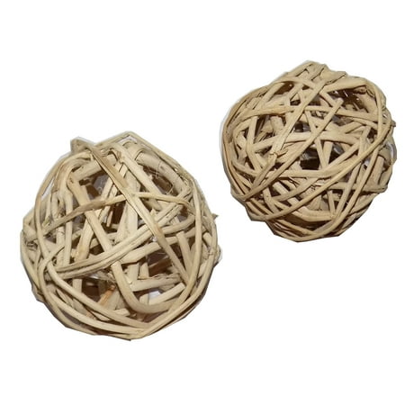 Large Wicker Balls All Natural Large Vine Balls - Chew Toy For Rabbits, Guinea Pigs, Chinchillas, Birds, Gerbils, Hamsters, and Other Small Pets (Set of Two 4 Inch Wicker Balls) ()