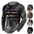 thumbnail image 2 of Vintage T-Shirts for Men 3D Printed Long Sleeve Tops Fashion USA Flag Pattern Loose Oversized Tee Shirt Men's Fall Clothing Gray XXL, 2 of 3