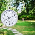 thumbnail image 4 of 12 Inch Indoor/Outdoor Waterproof Wall Clock, Outdoor Clock with Thermometer and Hygrometer Combo, Retro Round Silent Battery Operated Wall Clock for Patio Home Bathroom Porch Pool, 4 of 5