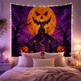 thumbnail image 2 of Haunted House on Hill with Pumpkins, Spooky Gothic for Goth Fans, Digital Art Wall Decor, Halloween Gift, Tapestry Wall Hanging for Bedroom and Living Room, 2 of 7