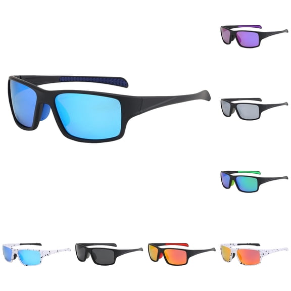 Krdevn Unisex Wrap Sports Sunglasses, Colorful Mirror Lens Cycling Driving Outdoor Shades