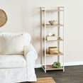 thumbnail image 2 of Household Essentials Tower Bookshelf, Tall and Narrow Bookshelf with 5 Shelves, Coastal Oak Wood Grain and White Metal, Coastal and Modern, 2 of 6