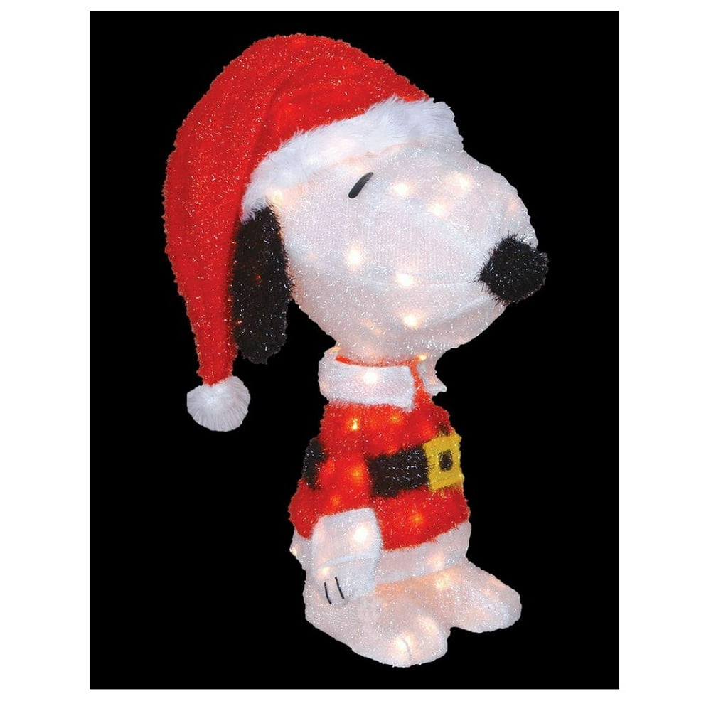 Peanuts 18 in. LED 3D Pre-Lit Snoopy in Santa Suit Yard Art - Walmart ...