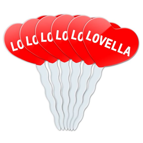 Lovella Heart Love Cupcake Picks Toppers - Set of 6
