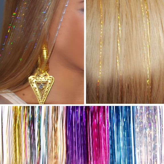 TUWAFE Hair Tinsel Bling Extension Glitter Sparkly Highlight Streak Night Club Party