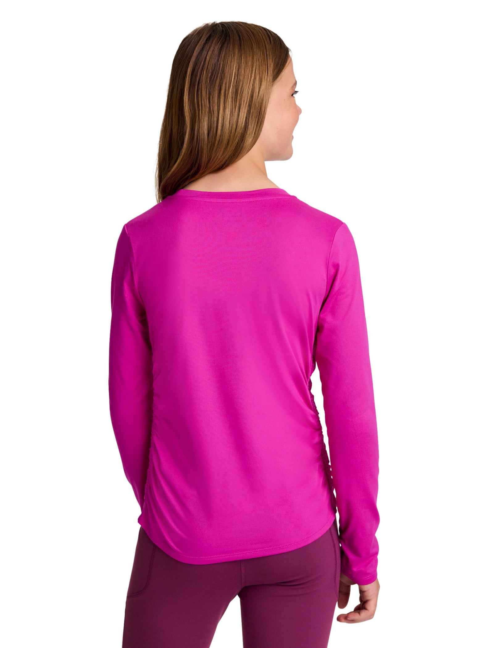 Reebok Girl's Legacy Side Ruched Long Sleeve Performance Top, Sizes 4-18