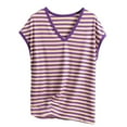 thumbnail image 4 of Women's V-Neck Sleeveless Tee - Breathable Striped Summer Top, Plus Size Loose Fit (XL-8XL, 10 Colors) | Yubnlvae (Purple | 5XL), 4 of 8