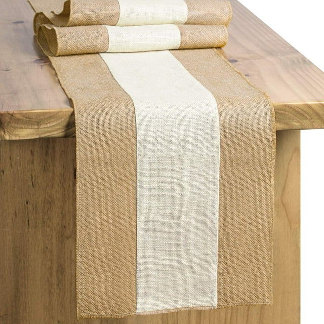 Camino de mesa de arpillera, camino de mesa de otoño, camino de mesa rústico, decoración de mesa de granja, tela tejida de yute, borde de color natural, 12 x 72 pulgadas