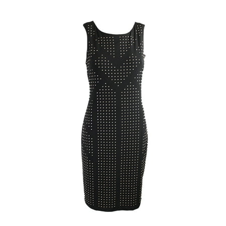 Calvin Klein Black Sleeveless Studded-Front Dress 6