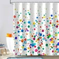 thumbnail image 3 of Colorful Shower Curtain, Watercolor Rainbow Abstract Polka Dot Funny Cute Shower Curtains for Kids, Wedding Festival Party Decor Bath Curtains, Waterproof Fabric Polyester with Hooks 72x72 Inch, 3 of 7