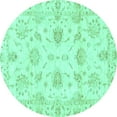 thumbnail image 1 of Ahgly Company Machine Washable Indoor Round Oriental Turquoise Blue Modern Area Rugs, 6' Round, 1 of 4